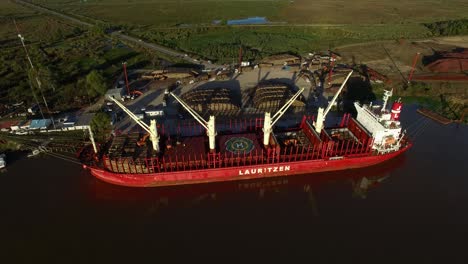 Big-Wooden-Ship-From-Lauritzen-Bulkers-Docked-In-Port-Of-Buenos-Aires-In-Argentina---aerial-shot
