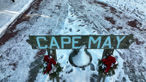 Cape-May-sign-on-Washington-Street-Mall-covered-in-winter-snow