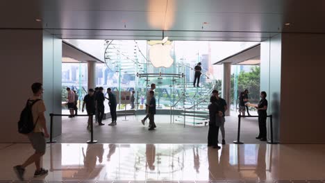 The-American-multinational-technology-company-Apple-store-and-logo-on-the-first-weekend-after-the-launch-of-the-new-iPhone-13-series-smartphones-in-Hong-Kong