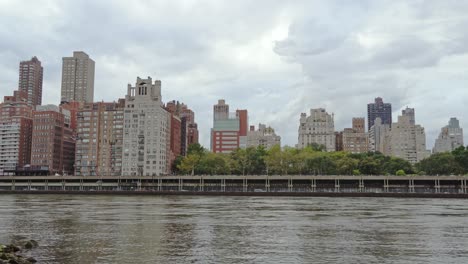 Yorkville-buildings-waterfront-view,-Upper-East-Side-from-Roosevelt-Island