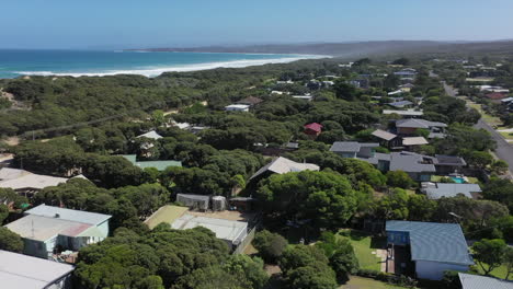 Aerial:-Tall-overgrown-sand-dune-separates-Donohues-Beach-from-town