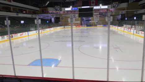 An-ice-hockey-arena-was-filmed-from-behind-the-transparent-defense-glass