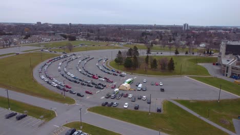 Aerial-View-Covid-19-third-dose-drive-though-December-18th-2021-Kingston-Ontario-Canada