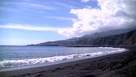 Beach-with-black-sand-at-La-Palma-in-Canary-Islands,-Spain