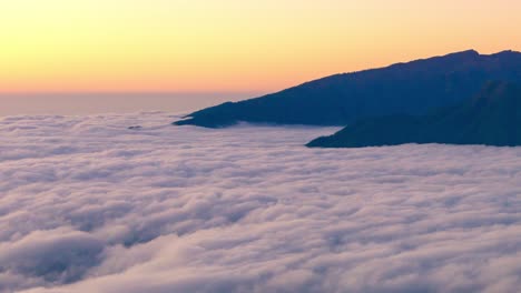 Sea-of-clouds-at-sunset-in-La-Palma-Island,-Canary-Islands