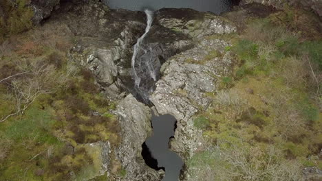 Aerial-footage-of-the-Falls-of-Foyers-on-the-River-Foyers,-Scottish-Highlands,-Scotland