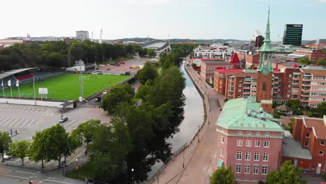 Luftaufnahme-über-Dem-Fußballplatz-Namens-Valhalla-Ip-In-Göteborg,-Schweden