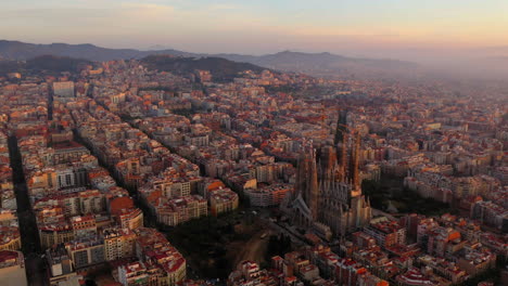 Aerial-shot-of-Sagrada-Familia-church