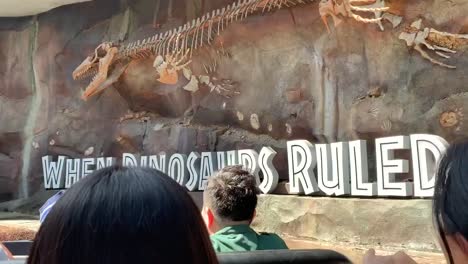 POV-footage-of-the-Jurassic-World-ride,-at-Universal-Studios-Hollywood