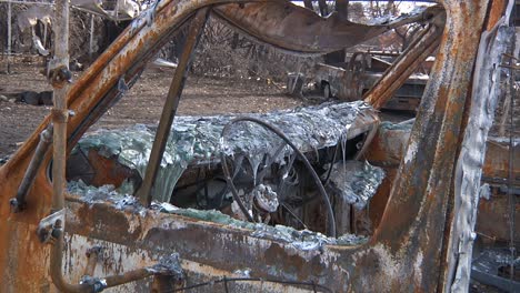 Camp-Fire-Destruction-Burned-Car-Melted-Windshield-and-Glass