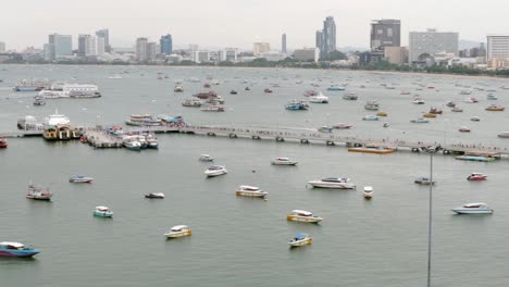 Panoramic-view-of-Pattaya-city-beach-and-the-Gulf-of-Siam-in-Thailand,-Pattaya,-Asia