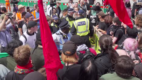 Antifa-struggle-with-police-outside-the-BBC-studio-in-London,-UK