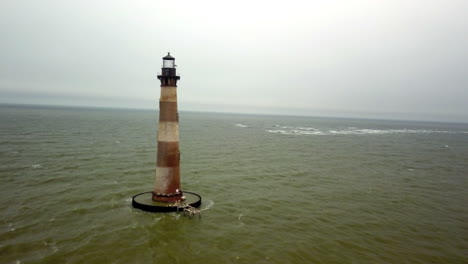Aerial-of-close-pass-by-the-Morris-Island-Lighthouse-that-stands-on-the-southern-side-of-the-entrance-to-Charleston-Harbor-in-South-Carolina