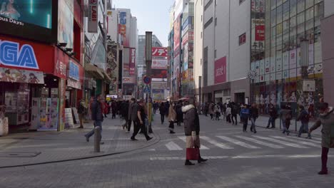 Slow-motion-tilt-up-through-Akihabara-looking-into-electric-town-shopping-district