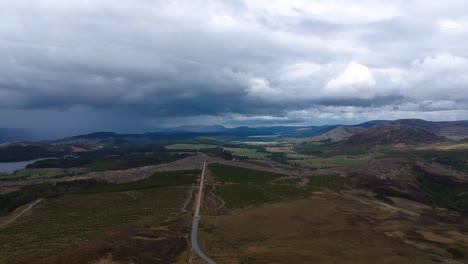 Panning-droneshot-of-scottish-highland-landscape