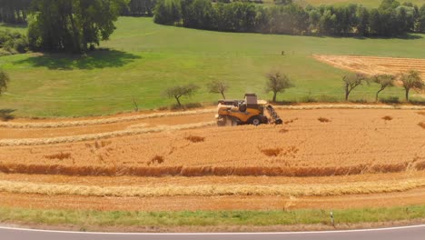 tractor-harvesting-golden-ripe-barley-fields