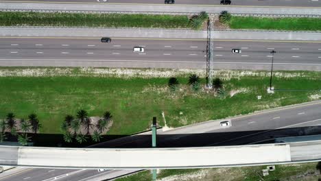 A-top-down-aerial-view-of-traffic-as-it-moves-on-the-interchanges-and-highways-in-Central-Florida