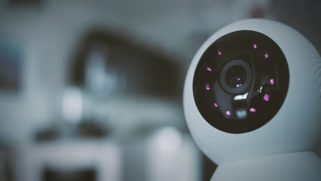 Home-security-camera-scans-the-home-environment-with-blurred-background