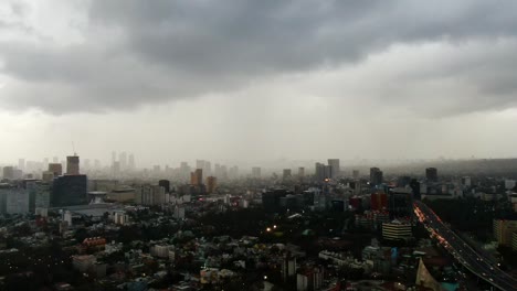 Aerial-footage-over-Mexico-city-before-storm