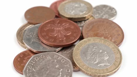 UK-Currency-pounds-coins-rotating-close-up-footage-against-the-white-background