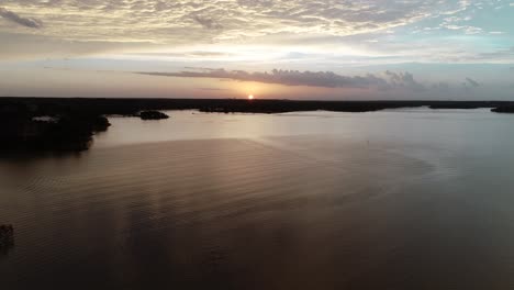 Aerial-drone-flight-over-Lake-Lewisville-in-Texas-after-a-storm