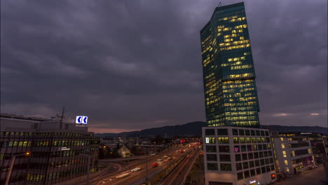 Prime-Tower-Zürich-City-Switzerland-time-lapse-day-to-night