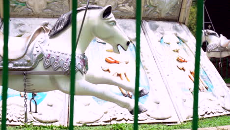 Close-up-of-a-white-carousel-horse