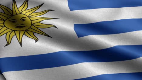 Closeup-waving-loop-4k-National-Flag-of-Uruguay