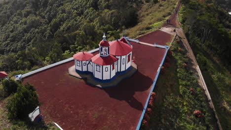 Catholic-dome-church-terrace-at-Sao-Miguel-island-Portugal-aerial