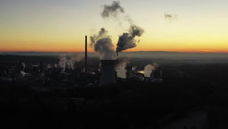 Aerial-View-of-Coal-Thermal-Power-Plant-in-Twilight