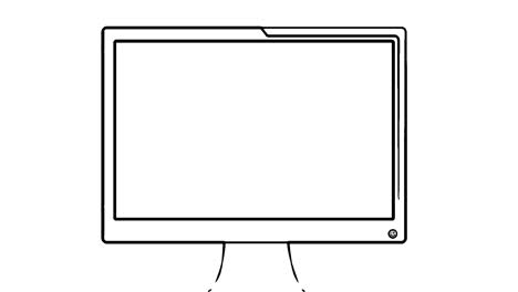 Monitor-training-animation-in-lines-on-white-background
