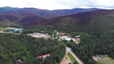 4K-Drone-Video-of-Fire-Damaged-Hills-around-Chena-Hot-Springs-Resort-near-Fairbanks,-Alaska-in-Summer