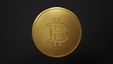 Moneda-Criptográfica-De-Bitcoin-De-Oro-Con-Destello-De-Luz-Giratorio--Btc---Moneda-De-Bits