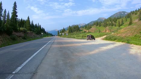 POV-following-a-Jeep-onto-Black-Bear-Pass-Trail-from-the-Million-Dollar-Highway-near-Ouray-Colorado