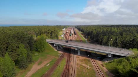Aerial-view-of-the-bridge-which-is-built-over-the-train-rails