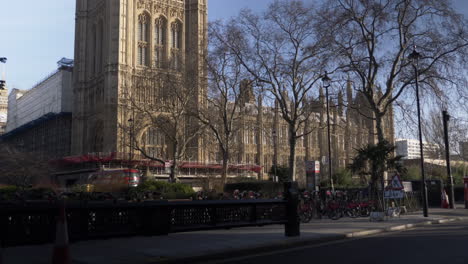 Looking-at-Victoria-Tower-from-Great-College-Street-in-Westminster,-London,-UK
