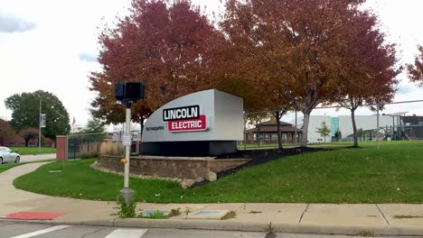 Lincoln-Electric-Company-signpost-is-seen-from-outside