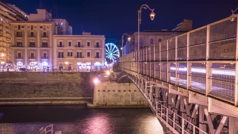 Time-lapse-video-of-the-Ponte-Girveole-bridge-in-Taranto-Italy-at-night