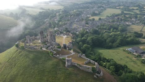 Corfe-Castle-slide-drone-shot