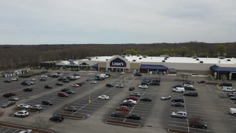 Static-drone-perspective-of-the-parking-lot-of-a-large-hardware-manufacturer