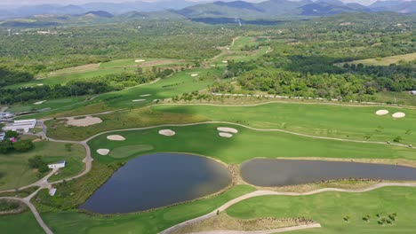 Small-lakes-at-Vistas-Golf-and-Country-Club-of-Santo-Domingo,-Dominican-Republic