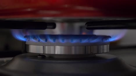 Close-Up-Of-Gas-Burner-With-Blue-Flame
