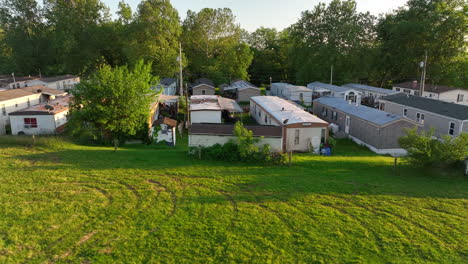 Aerial-truck-shot-of-mobile-home-park