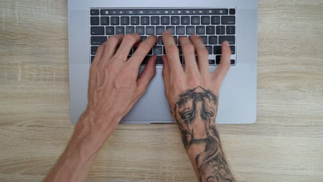Birds-Eye-View-Of-Male-Hands-Getting-Frustrated-Typing-On-Keyboard