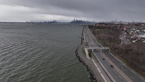 An-aerial-view-over-Upper-Bay-in-Brooklyn-NY