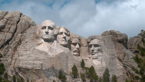 A-time-lapse-shot-of-Mount-Rushmore-in-South-Dakota-captured-on-a-partly-cloudy-day