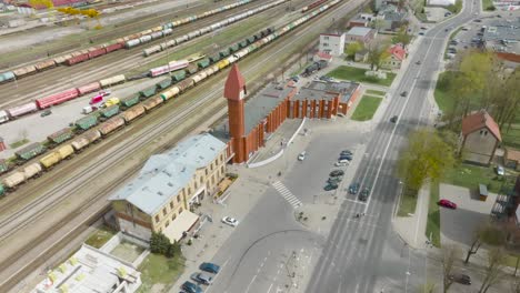 Train-station-light-brick-old-and-red-brick-new-buildings-in-Klaipeda-city