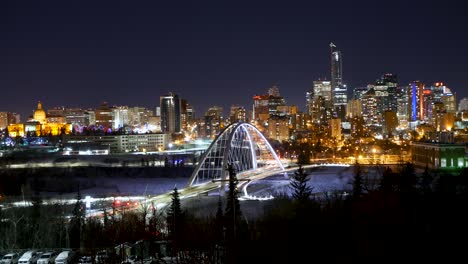 Time-lapse-Of-Edmonton-Cityscape-At-Night