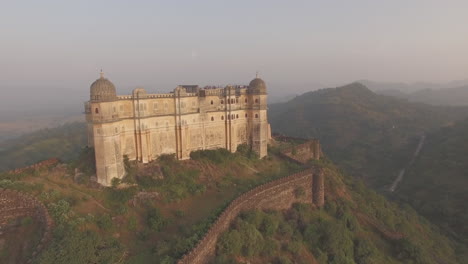 A-fast-panoramic-aerial-view-of-15th-Century-Hill-Fort-of-Kumbhalgarh-in-Rajasthan