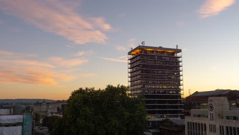 Wide-angle-zooming-sunset-time-lapse-of-the-new-development-in-Bristol-city-centre